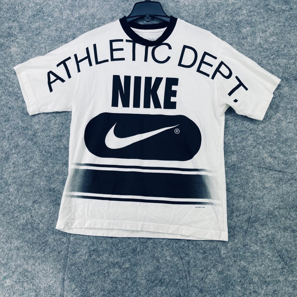 Nike Athletic Dept Shirt Men Medium White DX5839-100 Big Swoosh Graphic Tee